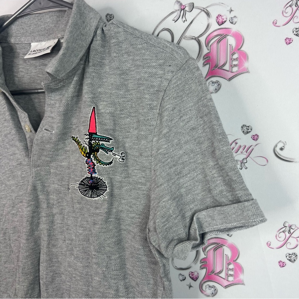 Lacoste by Jean Paul goude crocodile alligator embroidery light Gray Polo Shirt - Picture 3 of 9